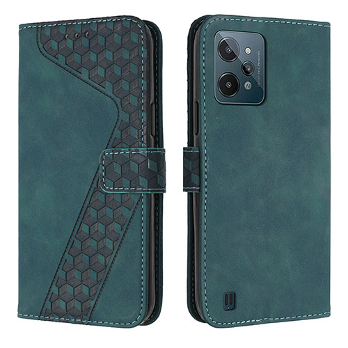 Leather Case Stands Flip Cover Holder H04X for Realme C31 Green