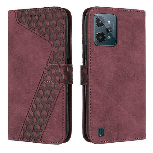 Leather Case Stands Flip Cover Holder H04X for Realme C31 Red