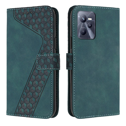 Leather Case Stands Flip Cover Holder H04X for Realme Narzo 50A Prime Green