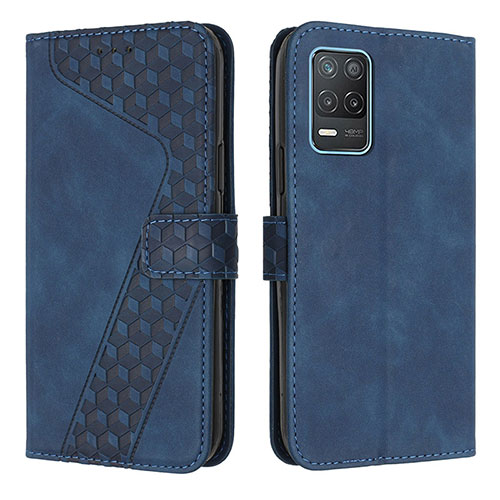 Leather Case Stands Flip Cover Holder H04X for Realme V13 5G Blue