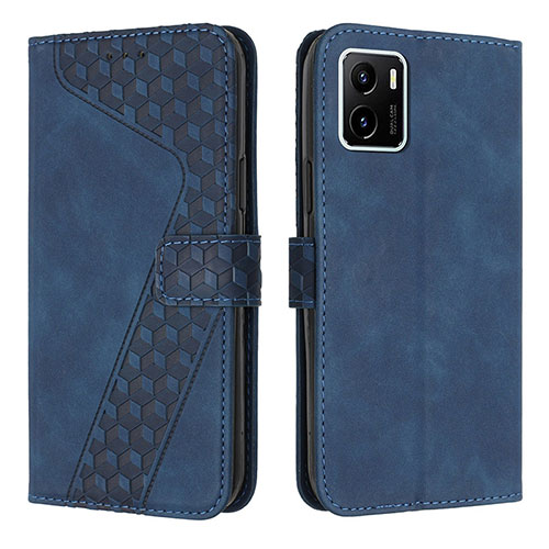 Leather Case Stands Flip Cover Holder H04X for Vivo Y01A Blue