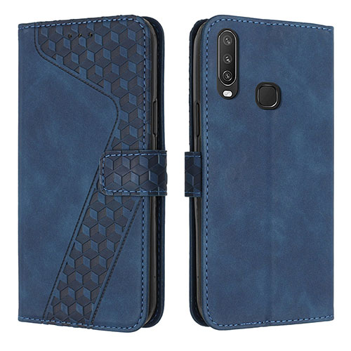 Leather Case Stands Flip Cover Holder H04X for Vivo Y11 Blue