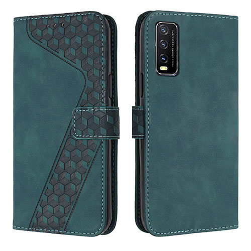 Leather Case Stands Flip Cover Holder H04X for Vivo Y11s Green