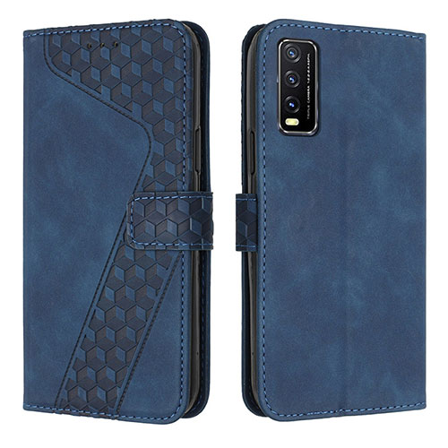 Leather Case Stands Flip Cover Holder H04X for Vivo Y12G Blue