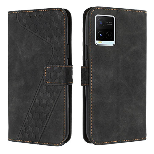 Leather Case Stands Flip Cover Holder H04X for Vivo Y21G Black