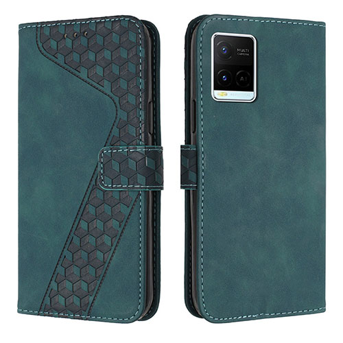 Leather Case Stands Flip Cover Holder H04X for Vivo Y33T Green