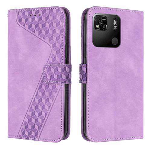 Leather Case Stands Flip Cover Holder H04X for Xiaomi POCO C3 Purple
