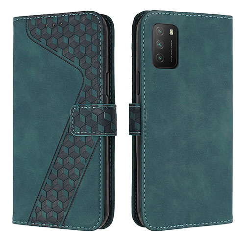 Leather Case Stands Flip Cover Holder H04X for Xiaomi Poco M3 Green