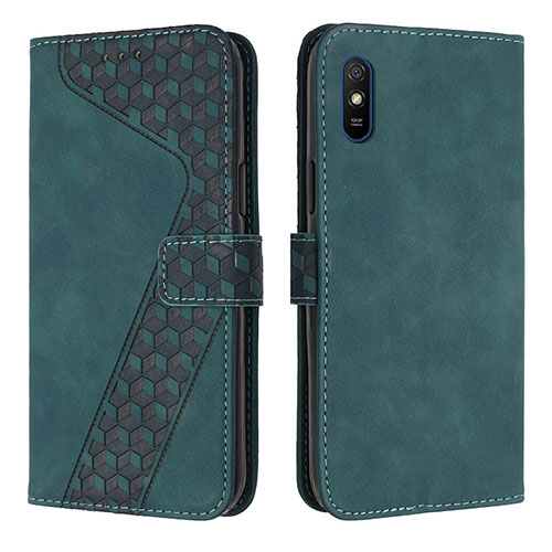 Leather Case Stands Flip Cover Holder H04X for Xiaomi Redmi 9A Green