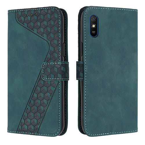 Leather Case Stands Flip Cover Holder H04X for Xiaomi Redmi 9i Green