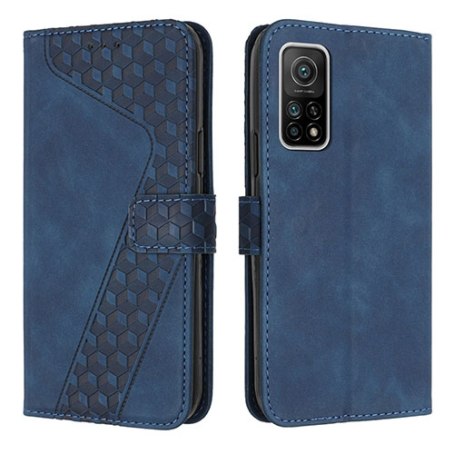 Leather Case Stands Flip Cover Holder H04X for Xiaomi Redmi K30S 5G Blue