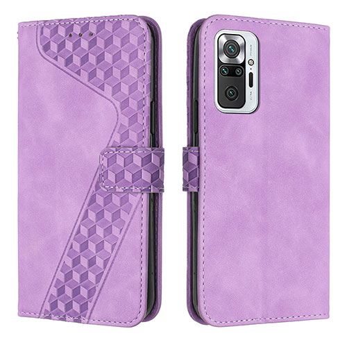 Leather Case Stands Flip Cover Holder H04X for Xiaomi Redmi Note 10 Pro 4G Purple