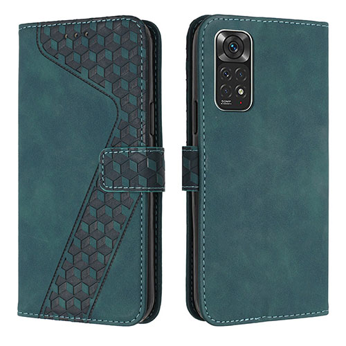 Leather Case Stands Flip Cover Holder H04X for Xiaomi Redmi Note 11 4G (2022) Green