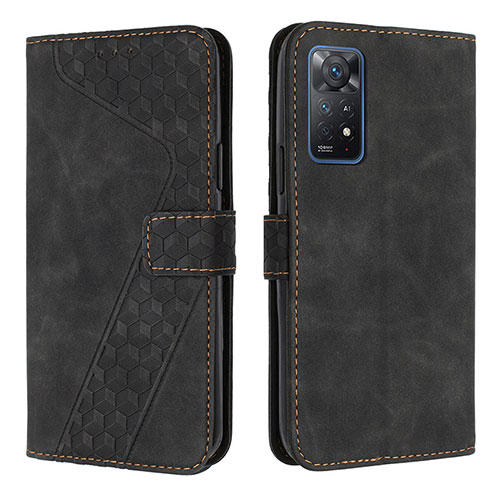 Leather Case Stands Flip Cover Holder H04X for Xiaomi Redmi Note 11 Pro 4G Black