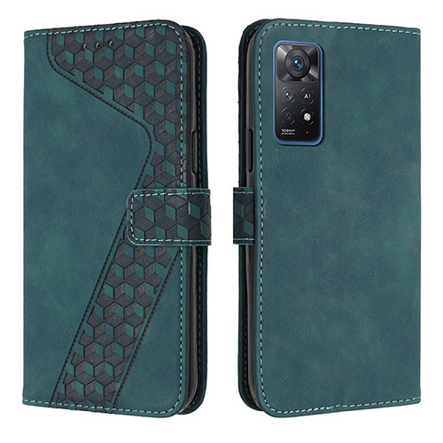 Leather Case Stands Flip Cover Holder H04X for Xiaomi Redmi Note 11 Pro 5G Green