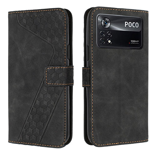 Leather Case Stands Flip Cover Holder H04X for Xiaomi Redmi Note 11E Pro 5G Black