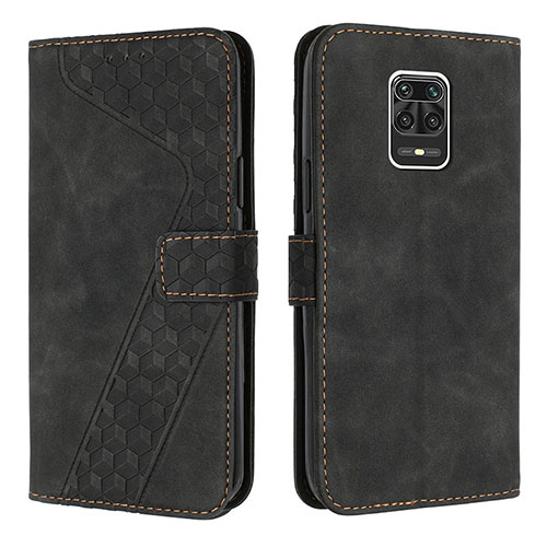 Leather Case Stands Flip Cover Holder H04X for Xiaomi Redmi Note 9S Black