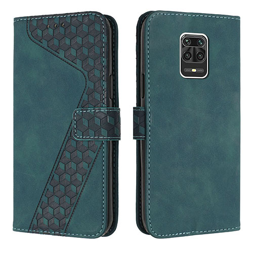 Leather Case Stands Flip Cover Holder H04X for Xiaomi Redmi Note 9S Green