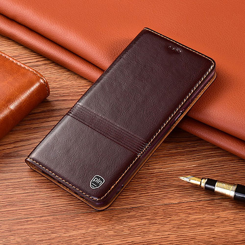 Leather Case Stands Flip Cover Holder H05P for Huawei Honor 100 5G Brown