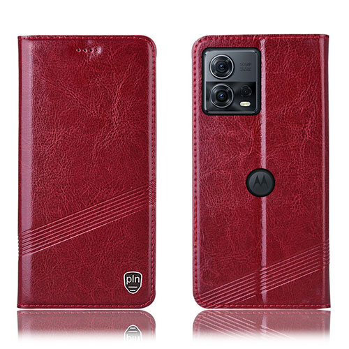 Leather Case Stands Flip Cover Holder H05P for Motorola Moto S30 Pro 5G Red