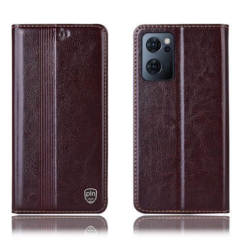 Leather Case Stands Flip Cover Holder H05P for OnePlus Nord CE 2 5G Brown