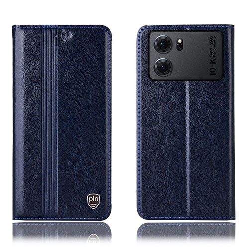 Leather Case Stands Flip Cover Holder H05P for Oppo K10 5G Blue