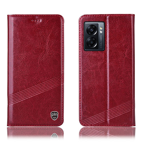 Leather Case Stands Flip Cover Holder H05P for Oppo K10 5G India Red