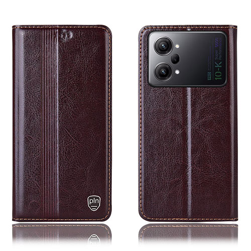 Leather Case Stands Flip Cover Holder H05P for Oppo K10 Pro 5G Brown