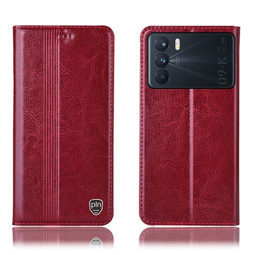 Leather Case Stands Flip Cover Holder H05P for Oppo K9 Pro 5G Red