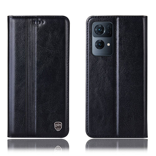 Leather Case Stands Flip Cover Holder H05P for Oppo Reno7 Pro 5G Black