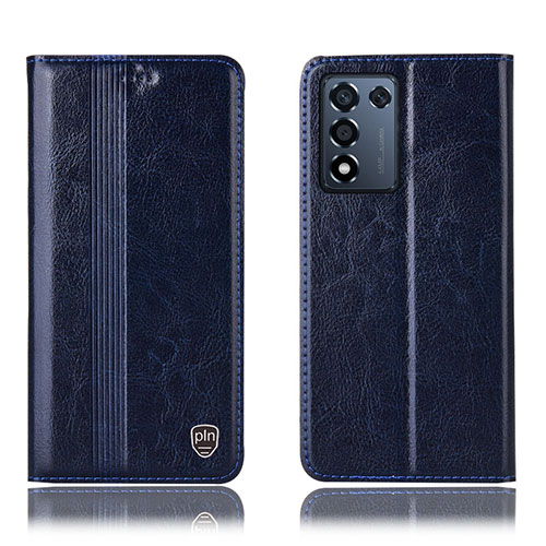 Leather Case Stands Flip Cover Holder H05P for Realme Q3s 5G Blue