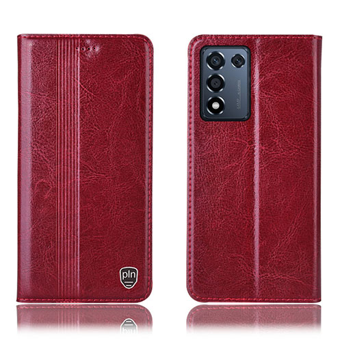 Leather Case Stands Flip Cover Holder H05P for Realme Q3s 5G Red