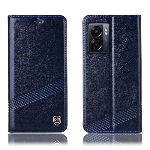 Leather Case Stands Flip Cover Holder H05P for Realme Q5i 5G Blue