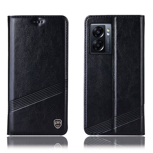Leather Case Stands Flip Cover Holder H05P for Realme V23 5G Black