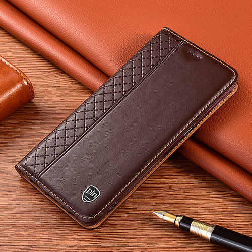 Leather Case Stands Flip Cover Holder H05P for Samsung Galaxy S21 Plus 5G Brown