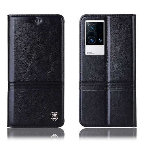 Leather Case Stands Flip Cover Holder H05P for Vivo iQOO 8 Pro 5G Black