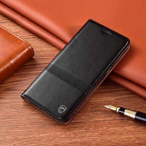 Leather Case Stands Flip Cover Holder H05P for Xiaomi Redmi 9 Black