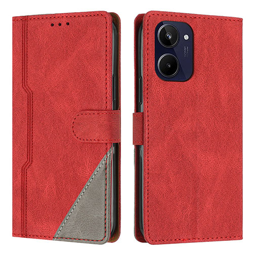 Leather Case Stands Flip Cover Holder H05X for Realme 10 4G Red