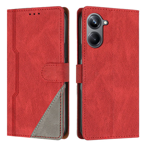 Leather Case Stands Flip Cover Holder H05X for Realme 10 Pro 5G Red