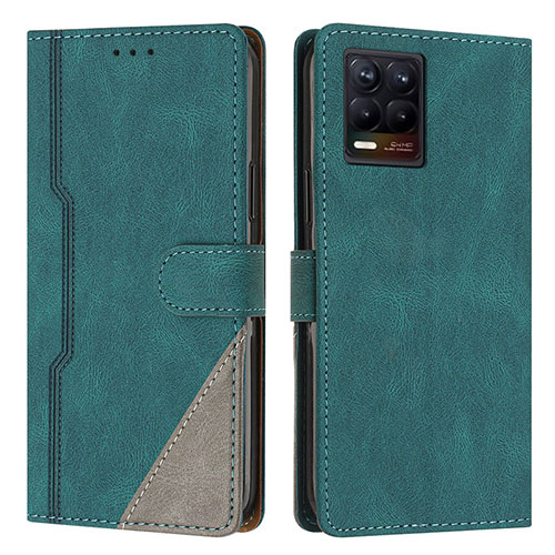 Leather Case Stands Flip Cover Holder H05X for Realme 8 4G Green