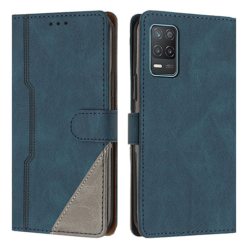 Leather Case Stands Flip Cover Holder H05X for Realme 9 5G India Blue