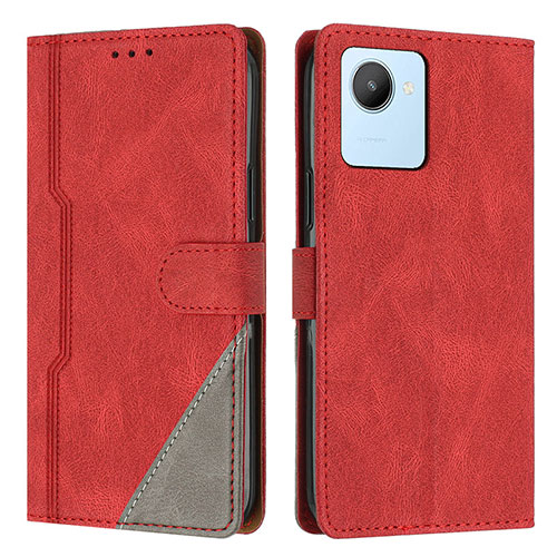 Leather Case Stands Flip Cover Holder H05X for Realme C30s Red