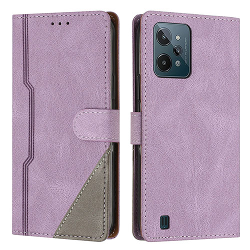 Leather Case Stands Flip Cover Holder H05X for Realme C31 Purple