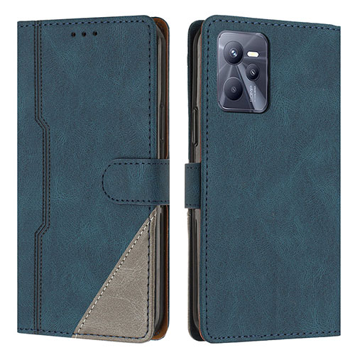 Leather Case Stands Flip Cover Holder H05X for Realme Narzo 50A Prime Blue