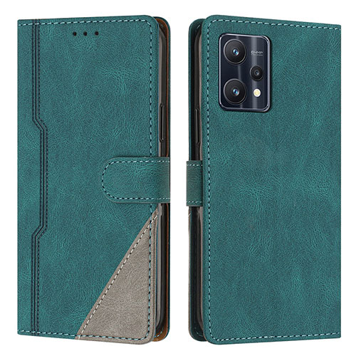 Leather Case Stands Flip Cover Holder H05X for Realme V25 5G Green