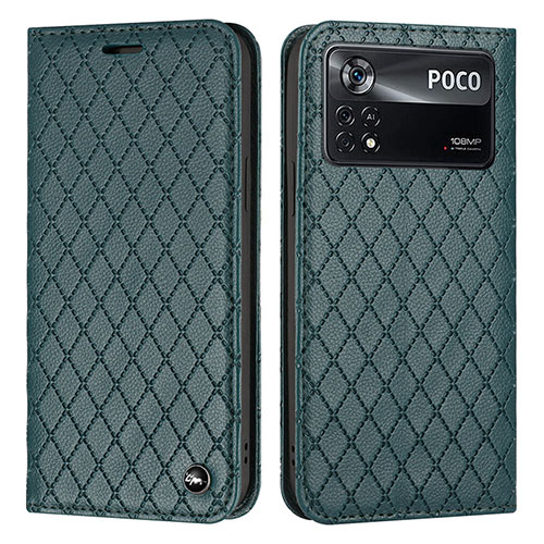 Leather Case Stands Flip Cover Holder H05X for Xiaomi Poco X4 Pro 5G Green