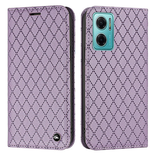 Leather Case Stands Flip Cover Holder H05X for Xiaomi Redmi 10 5G Purple