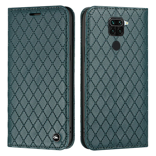 Leather Case Stands Flip Cover Holder H05X for Xiaomi Redmi 10X 4G Green