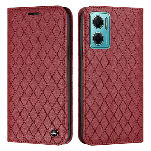 Leather Case Stands Flip Cover Holder H05X for Xiaomi Redmi 11 Prime 5G Red