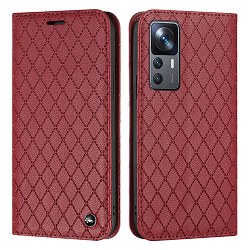 Leather Case Stands Flip Cover Holder H05X for Xiaomi Redmi K50 Ultra 5G Red